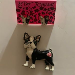 NWT French Bull Dog Betsey Johnson pin/earrings